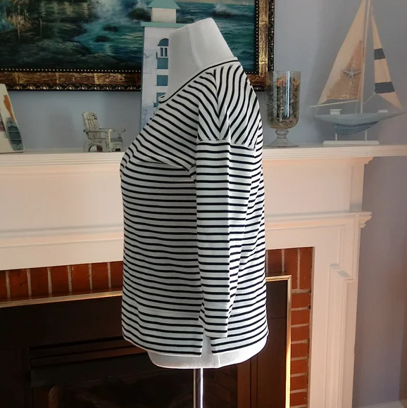 LOFT Lou & Grey Striped Ottoman Popover Knit Top, Oversized Fit - Picture 7 of 12